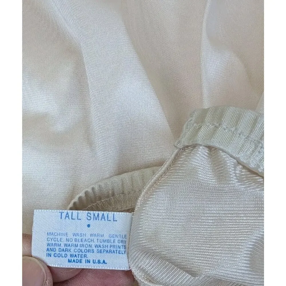 Vintage Beige Nylon with Satin Lace Trim Half Slip Lorraine Small Tall Coquette